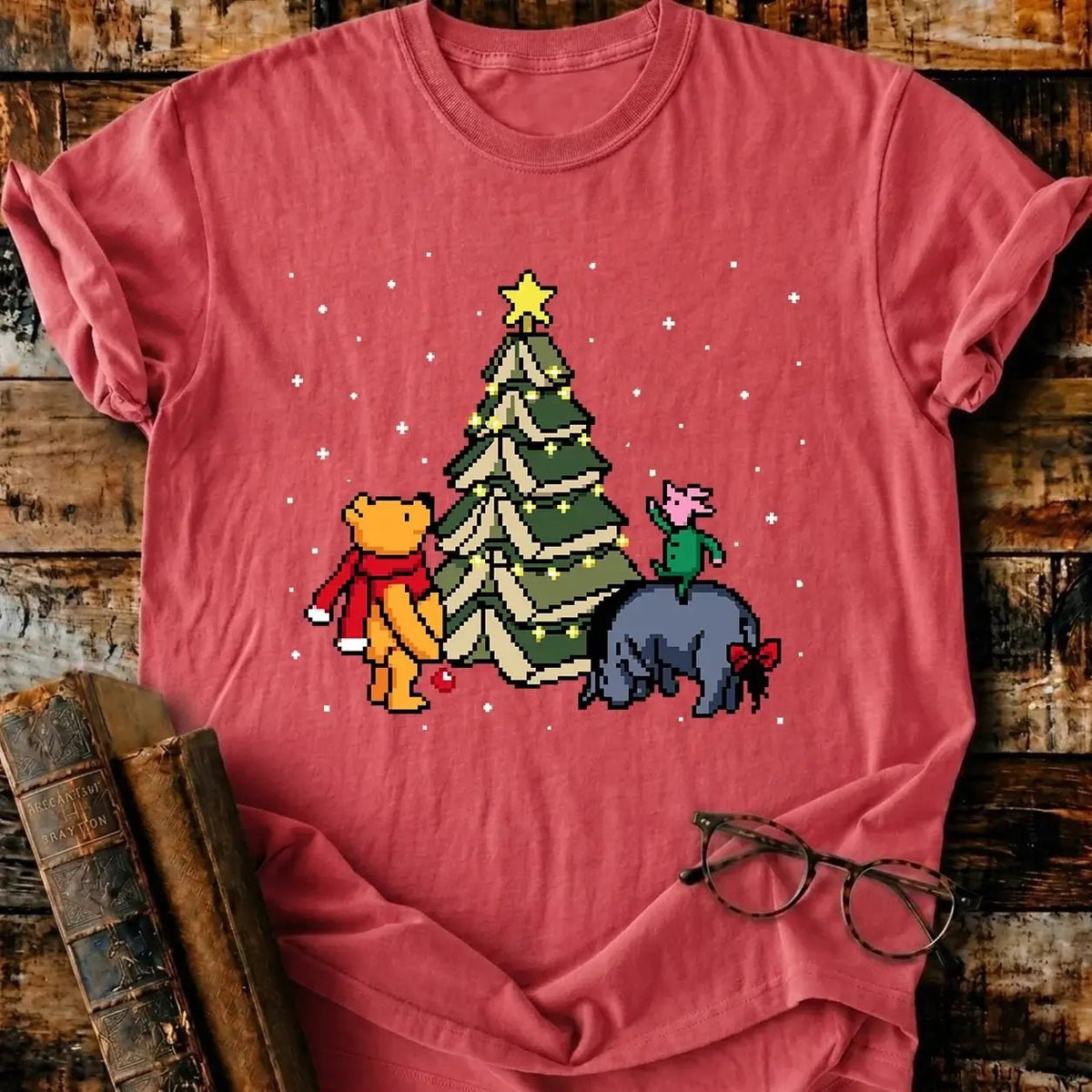 Christmas Of Pooh Pixel T-Shirt - BookMuseClub