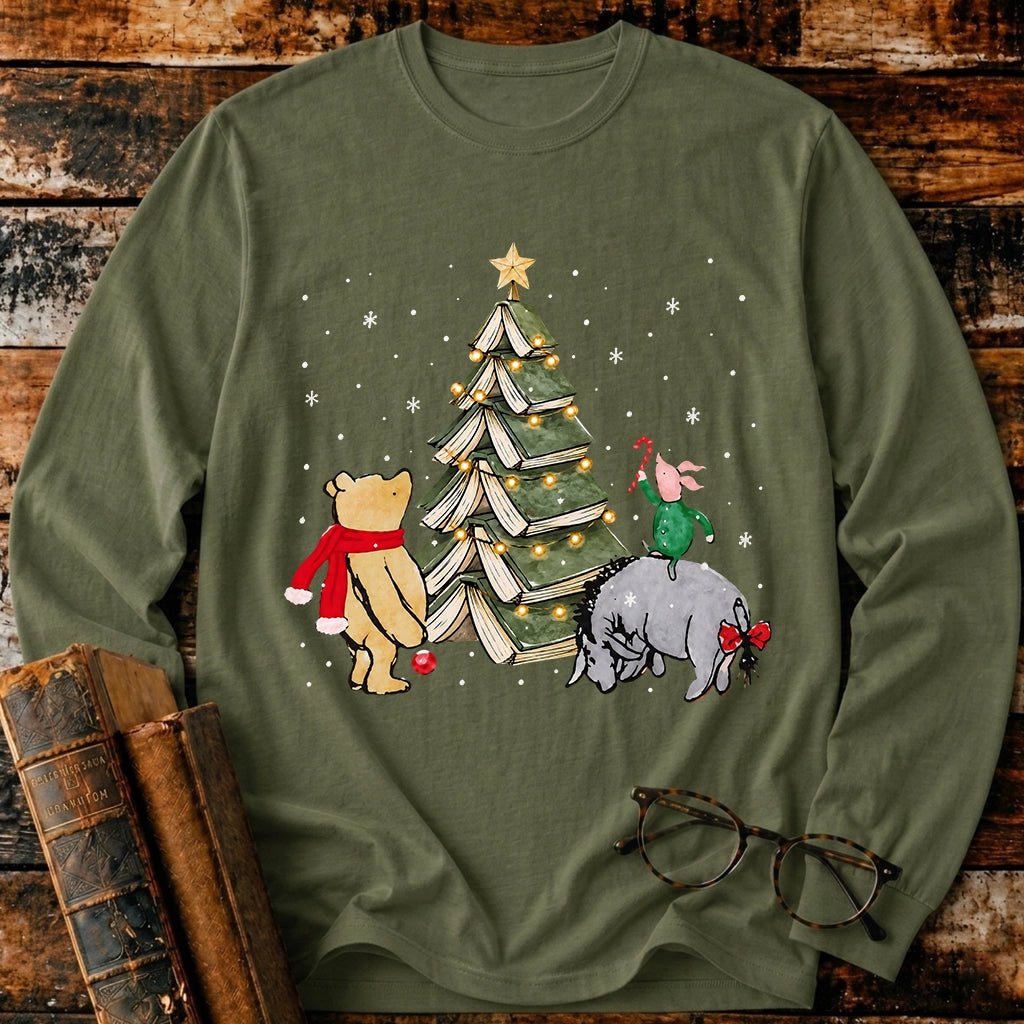Christmas Of Pooh Snowflake Bookish Long Sleeve T-Shirt - BookMuseClub