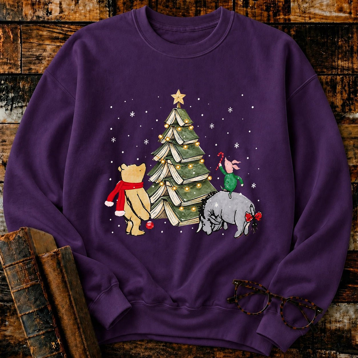 Christmas Of Pooh Snowflake Bookish Sweatshirt - BookMuseClub