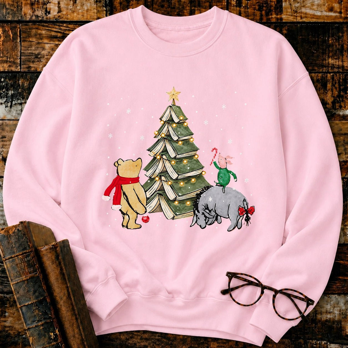 Christmas Of Pooh Snowflake Bookish Sweatshirt - BookMuseClub