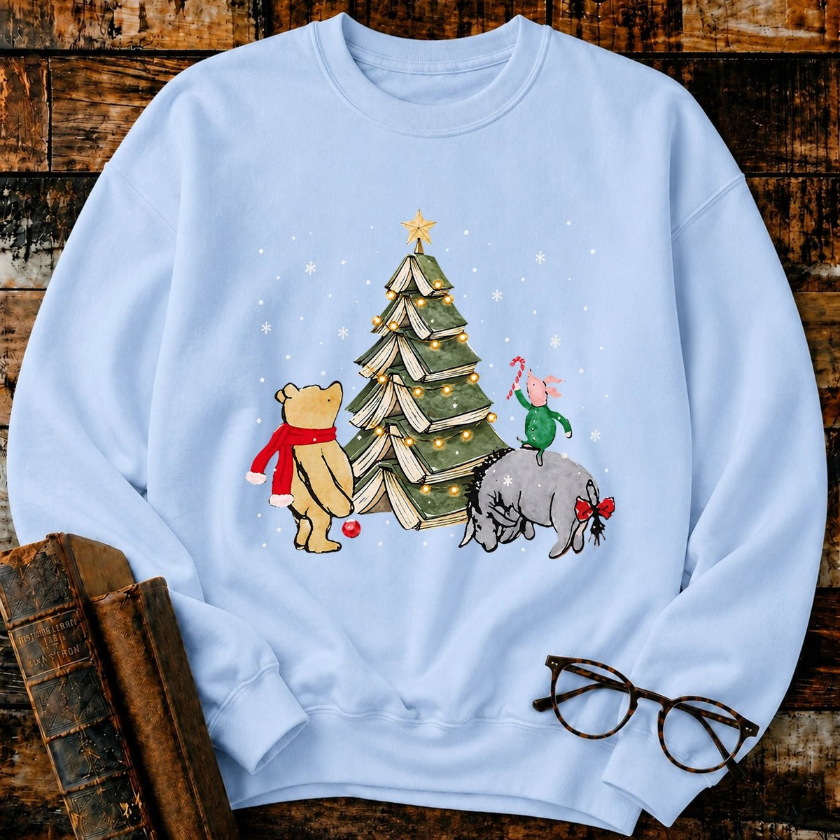 Christmas Of Pooh Snowflake Bookish Sweatshirt - BookMuseClub