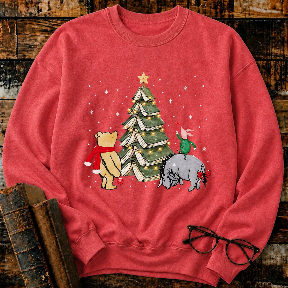 Christmas Of Pooh Snowflake Bookish Sweatshirt - BookMuseClub
