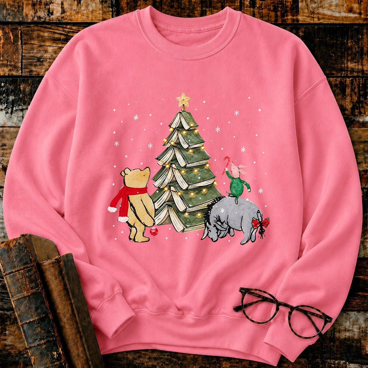 Christmas Of Pooh Snowflake Bookish Sweatshirt - BookMuseClub