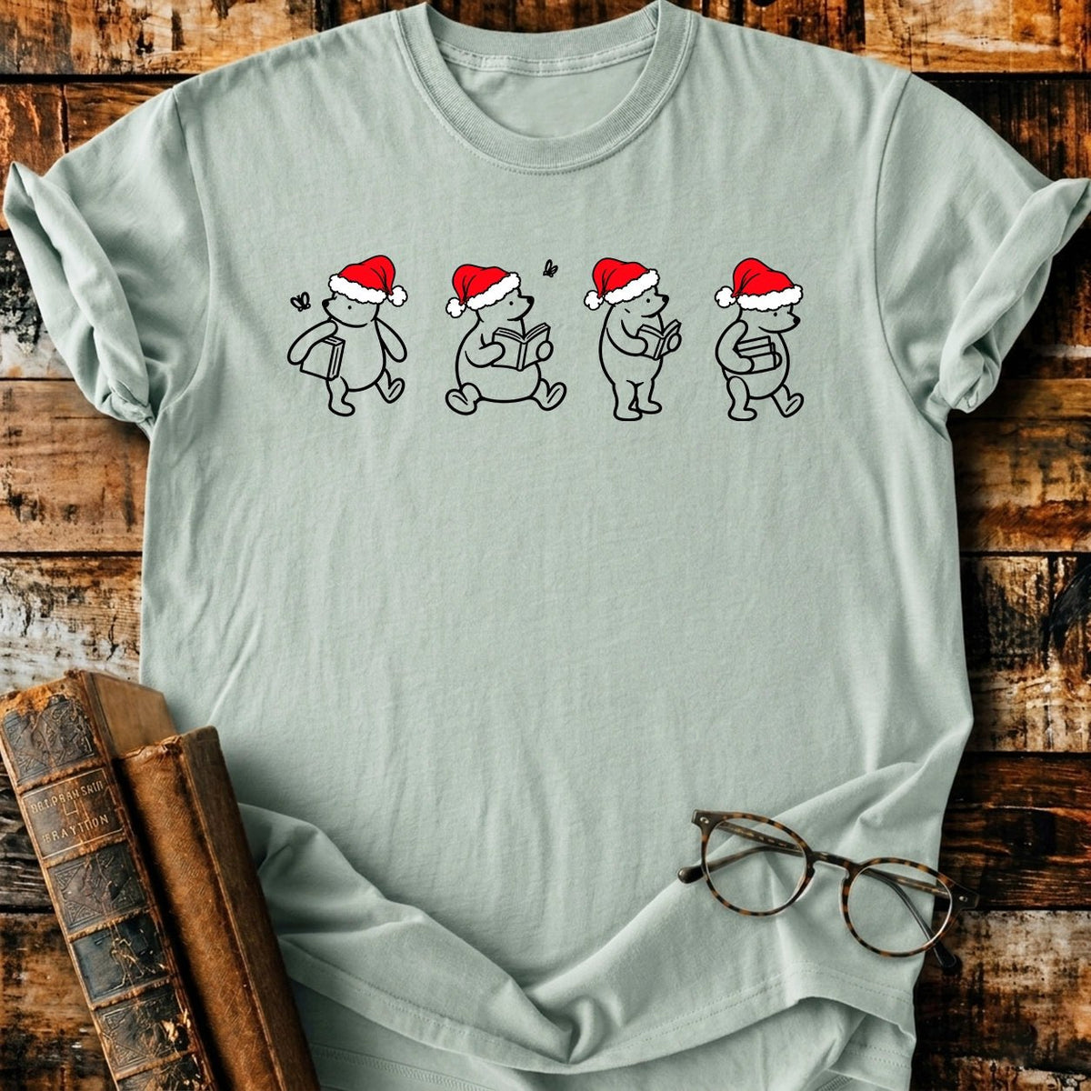 Classic Pooh 1926 Christmas Reading T-Shirt - BookMuseClub