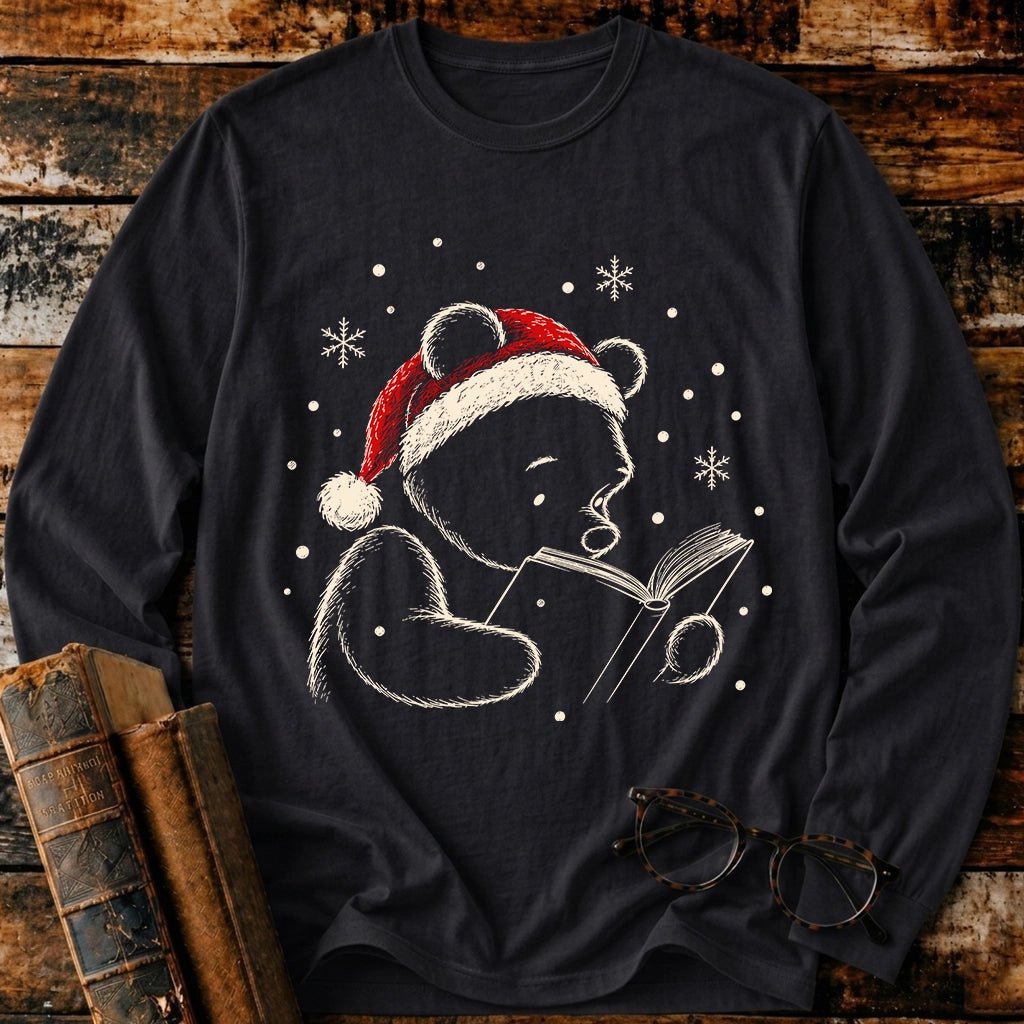 Classic Pooh Reading Christmas Long Sleeve T-Shirt - BookMuseClub