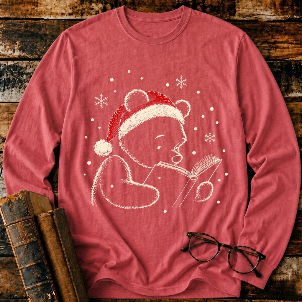 Classic Pooh Reading Christmas Long Sleeve T-Shirt - BookMuseClub