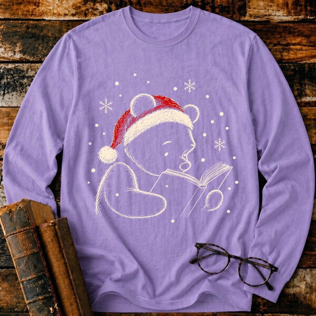 Classic Pooh Reading Christmas Long Sleeve T-Shirt - BookMuseClub