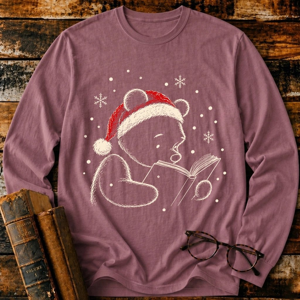 Classic Pooh Reading Christmas Long Sleeve T-Shirt - BookMuseClub