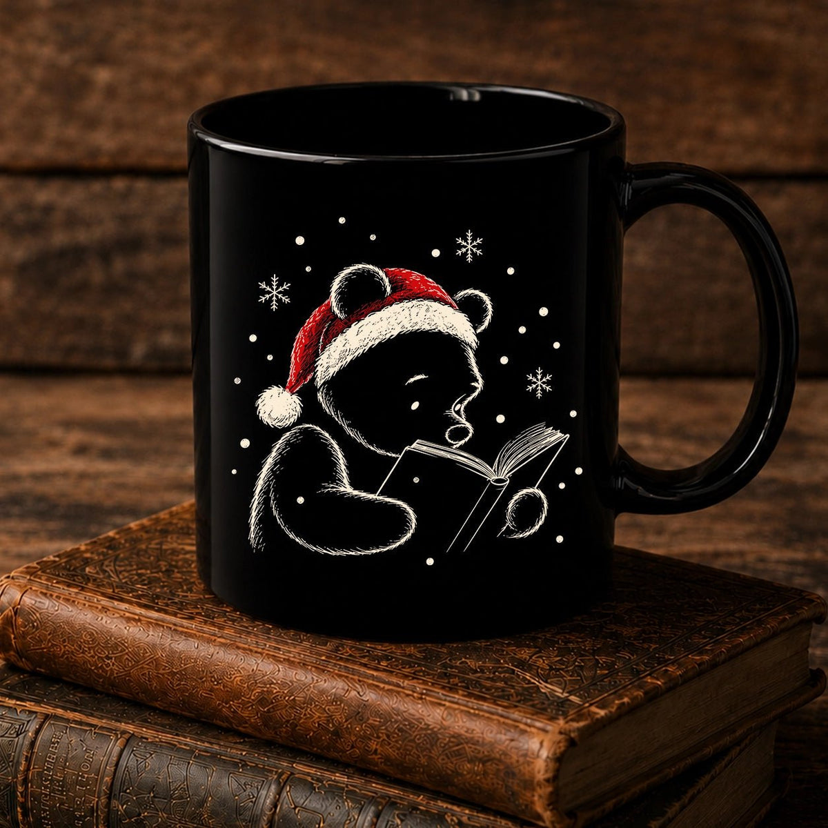 Classic Pooh Reading Christmas Mug - BookMuseClub
