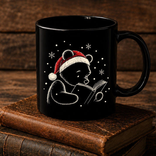 Classic Pooh Reading Christmas Mug - BookMuseClub