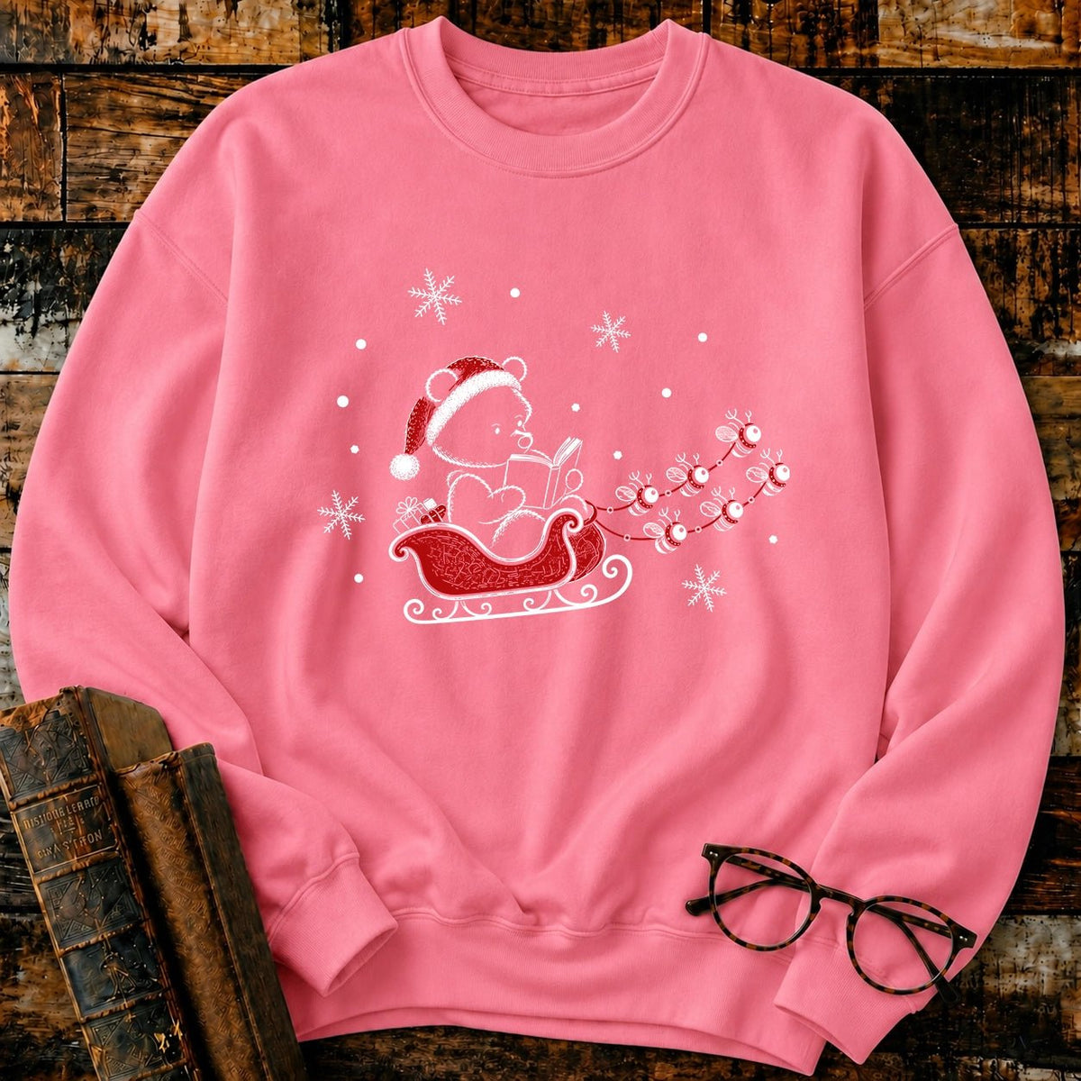 Classic Pooh Santan Reading Sweatshirt - BookMuseClub