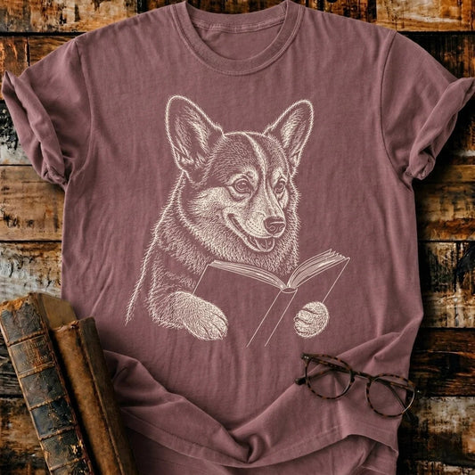 Corgi Reading T-Shirt - BookMuseClub