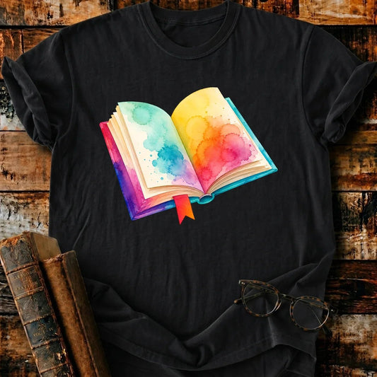 Open Book Watercolor T-Shirt - BookMuseClub