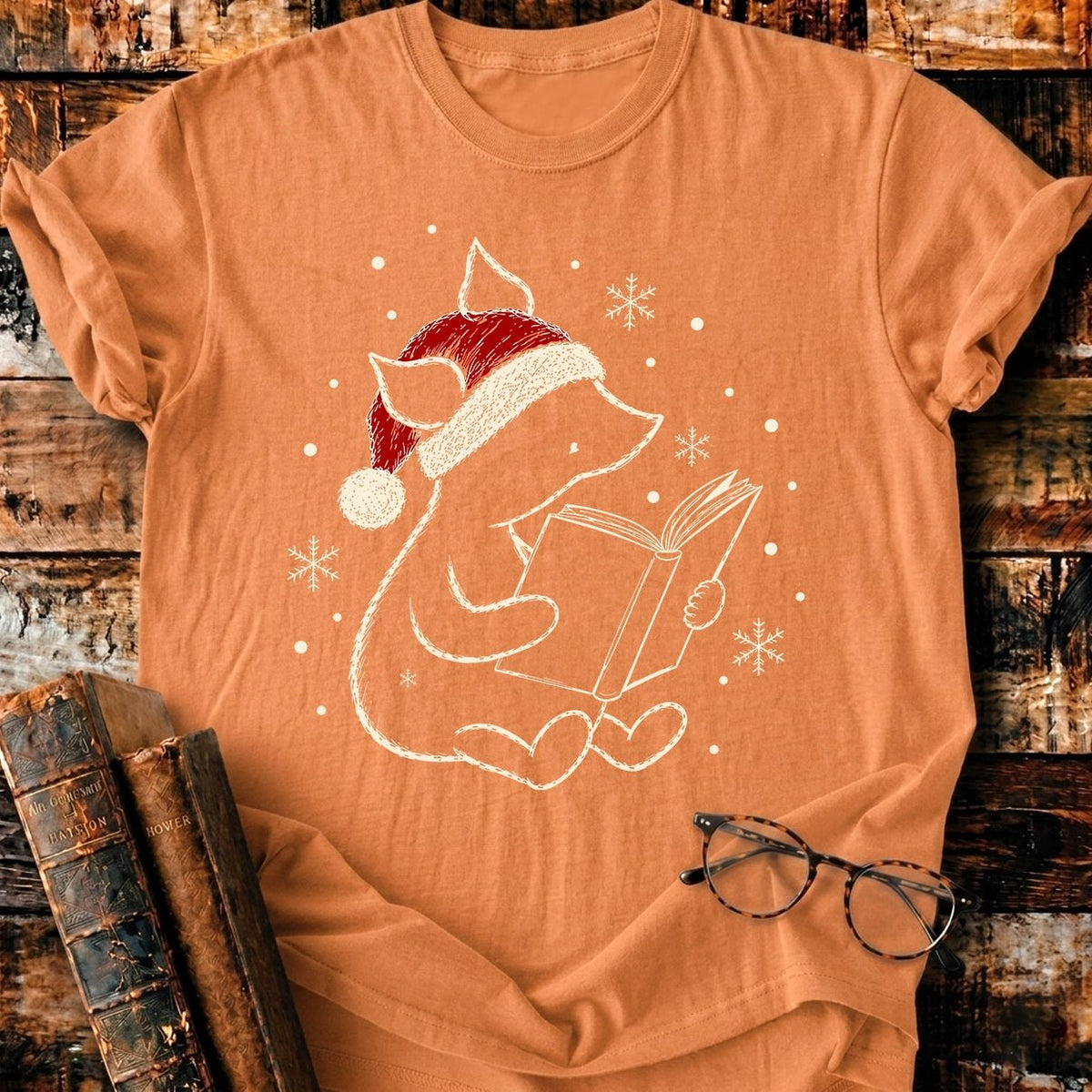 Piglet Reading Christmas T-Shirt - BookMuseClub