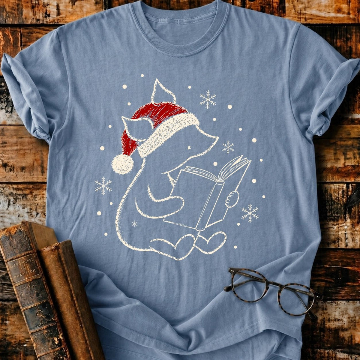 Piglet Reading Christmas T-Shirt - BookMuseClub