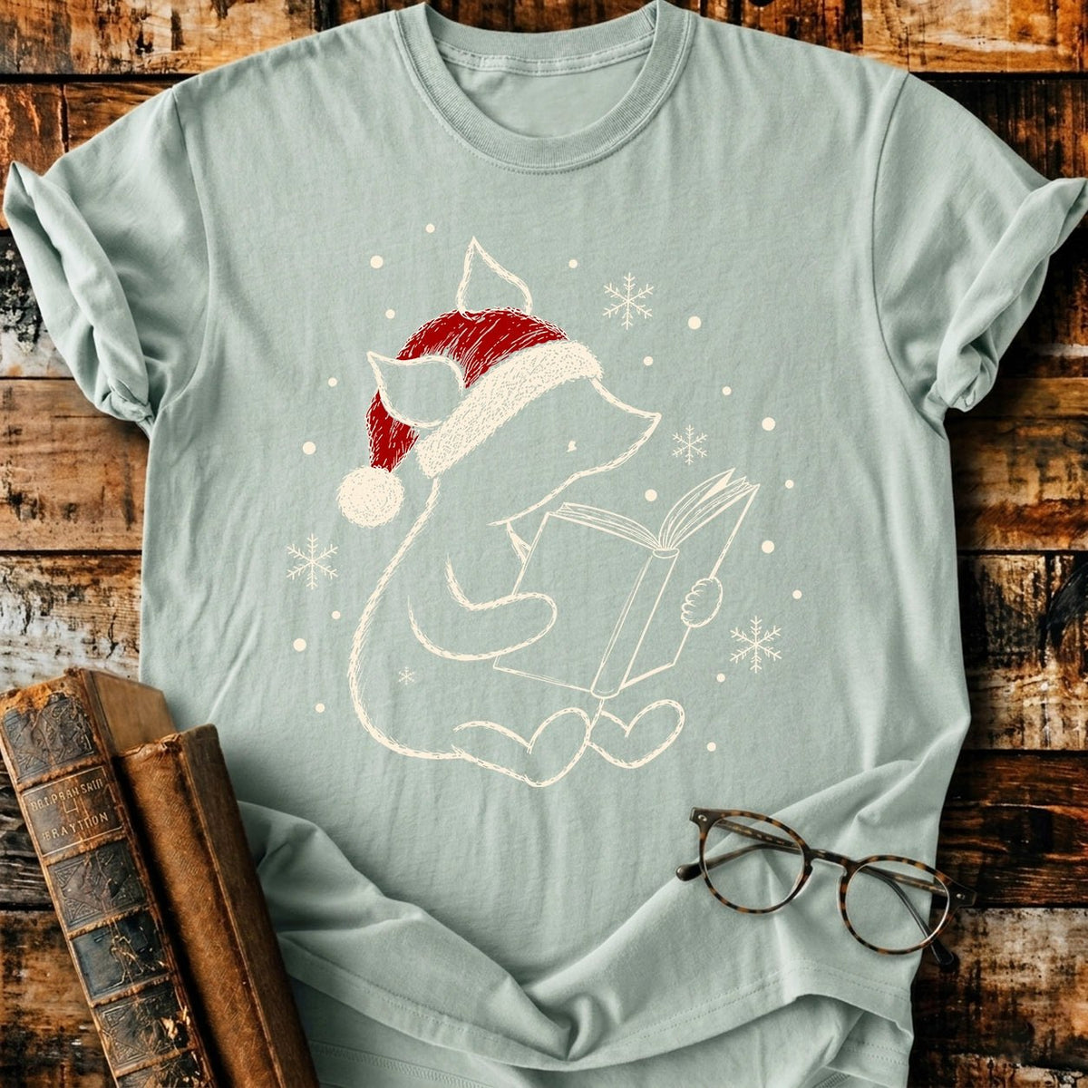 Piglet Reading Christmas T-Shirt - BookMuseClub
