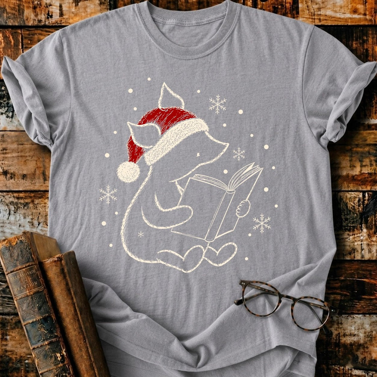 Piglet Reading Christmas T-Shirt - BookMuseClub