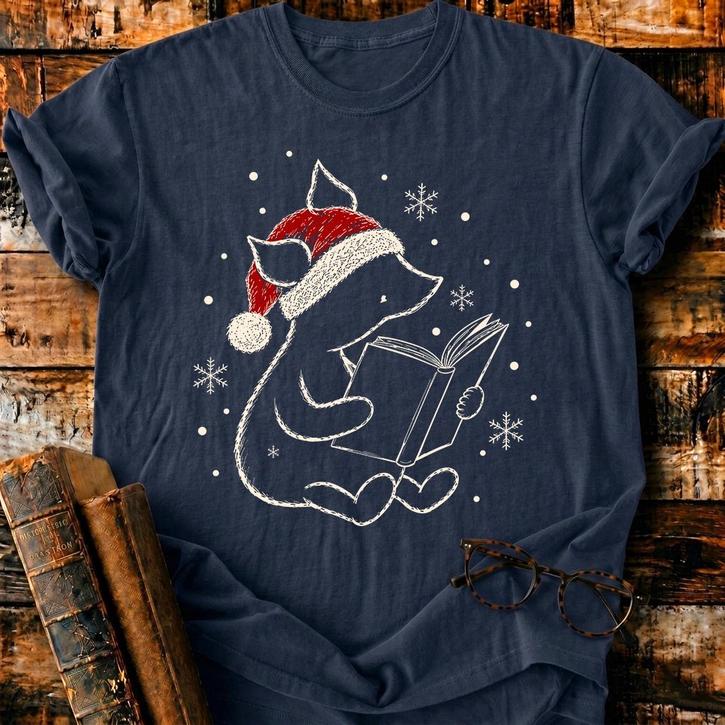Piglet Reading Christmas T-Shirt - BookMuseClub