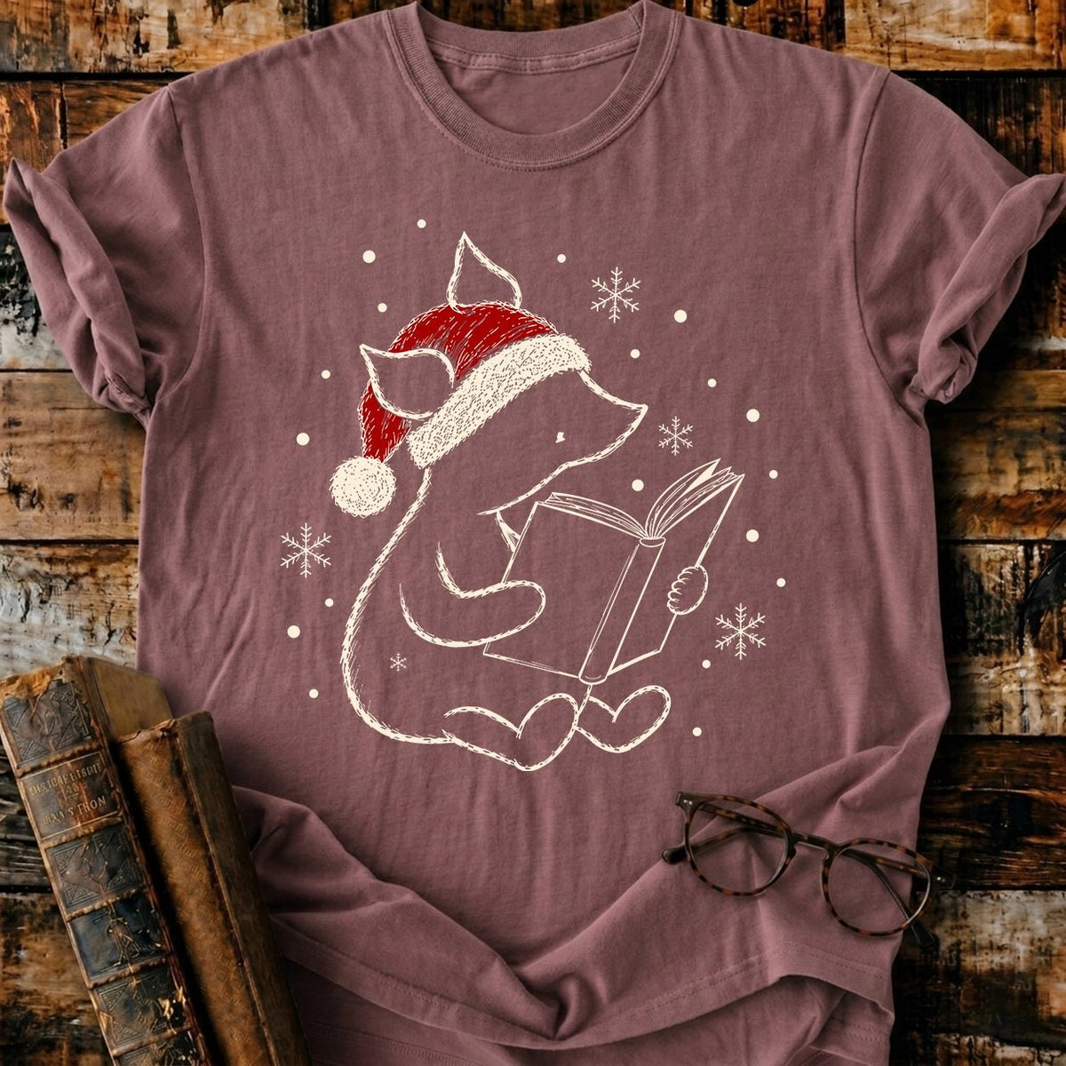 Piglet Reading Christmas T-Shirt - BookMuseClub
